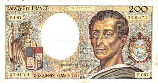 1989 France 200 Francs Note. photo