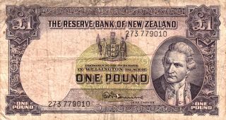 1940 - 1955 Zealand 1 Pound Note. photo