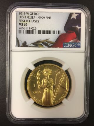 2015 American Liberty High Relief Ngc Ms - 69 First Releases photo