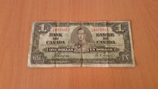 Very Rare 1937 Series Bank Of Canada One - Dollar Canadian Note,  Orignl Cond. photo