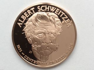 1975 Franklin Birth Of Albert Schweitzer Proof Bronze Medal A2146 photo
