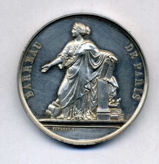 France - Paris Election 1857 “barreau De Paris” 19th C.  Silver Medal photo