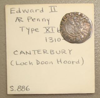1310 - 14 Edward Ii Hammered Silver Penny,  Canterbury Vg photo