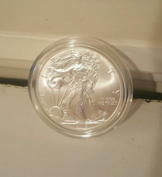 2015 1 Oz.  999 Fine Silver American Eagle Bu Silver Dollar photo