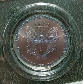 2001 American Silver Eagle One Ounce Oz.  999 Littleton Holder Toned photo