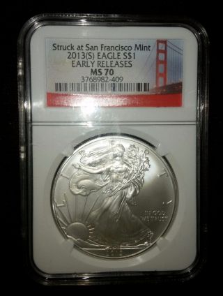 2013 (s) 1 Oz American Silver Eagle Ngc Ms70 Early Release San Francisco Label photo