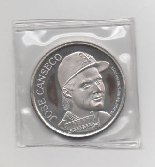 1988 Jose Canseco Limited Edition Al Mvp 40/40.  999 Silver Coin 2827 photo