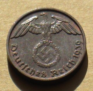 Old Coin Nazi Germany 2 Rp 1939 Mark B Vienna Swastika World War Ii photo