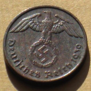 Old Coin Nazi Germany 2 Rp 1939 Mark D Munich Swastika World War Ii photo