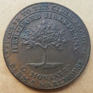 1794 Great Britain Herefordshire Apple Tree Cider Half Penny Conder Token D&h 5 photo