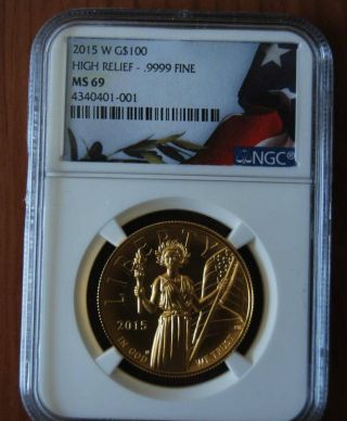 2015 W $100 American Liberty Ngc Certified Ms69 Gold Bullion Coin photo