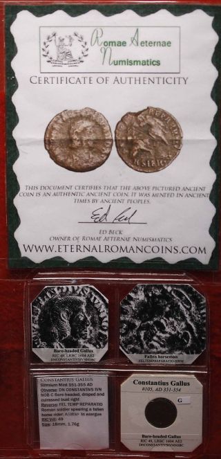 Ancient Roman Coin Constantius Gallus 351 - 354 Ad Foreign Coin S/h photo