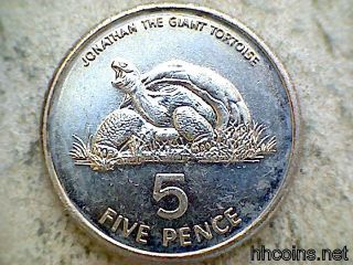 St.  Helena & Ascension 1998 5 Pence,  Giant Tortoise,  Unc photo