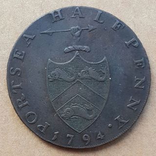 1794 Great Britain Hampshire Portsea Half Penny Conder Token D&h 75 Au photo