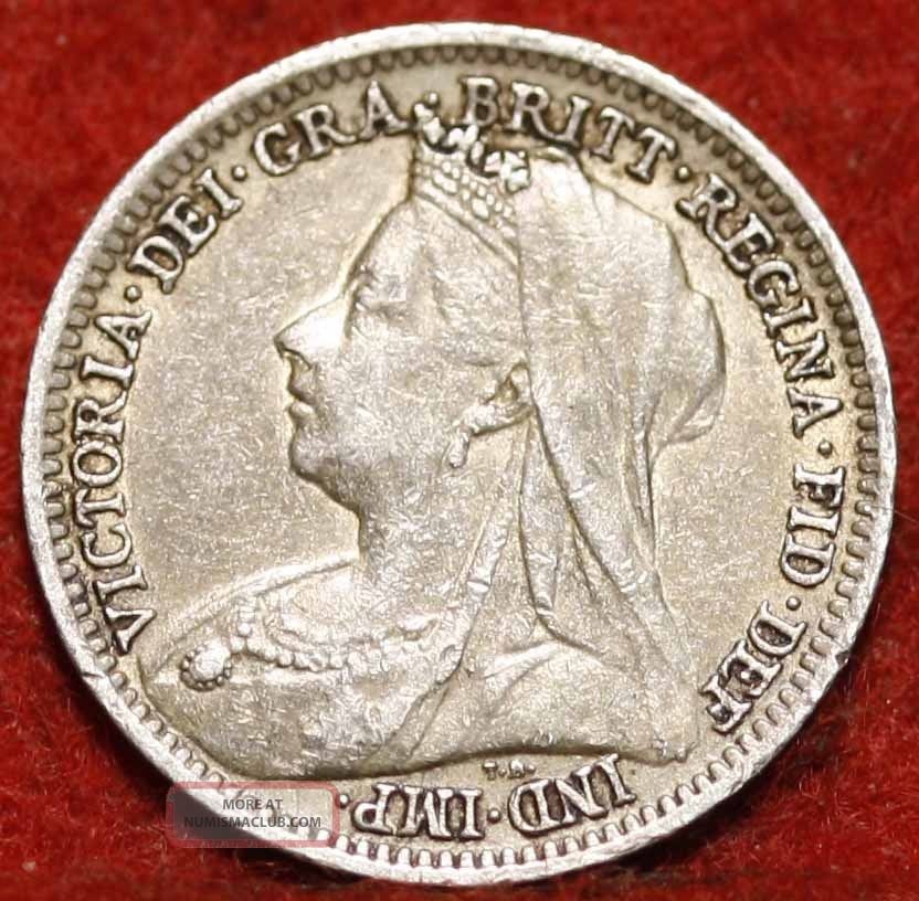 1901 Great Britain 3 Pence Silver Foreign Coin S h