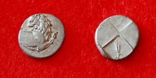 R106: Ancient Greek :thrace,  Chersonesos.  Circa 386 - 338 Bc.  Silver Hemidrachm photo
