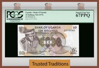 Tt Pk 6c 1973 Uganda 10/ - Shillings 