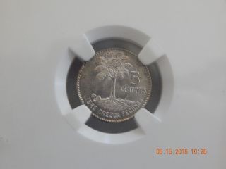 1961 Guatemala 5 Centavos Ngc Ms65 Silver Also 16mm photo