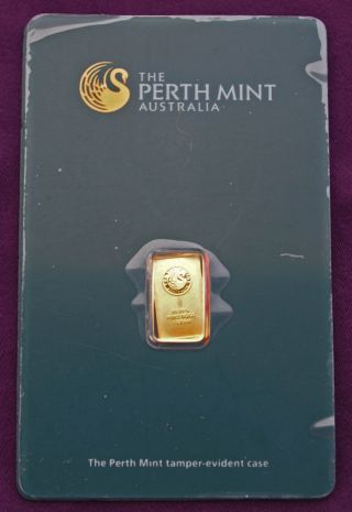 1 Gram Of Perth 9999 Fine Pure 24k Gold Bullion Bar Ingot photo