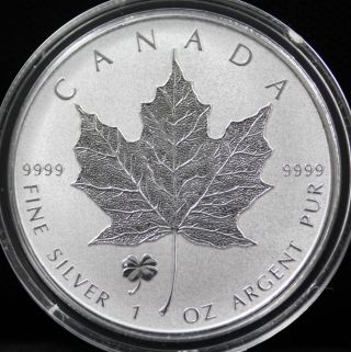 2016 Canada $5 1oz Silver Maple Leaf Four Leaf Clover Privy Mark photo