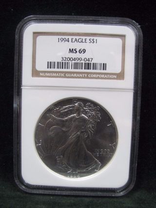 1994 S$1 American Silver Eagle Dollar Coin - Certified Ngc Ms 69 photo