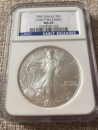 2007 Silver American Eagle Ngc Ms69 Early Release photo