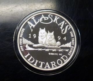 {bjstamps} 1994 Alaska Iditarod Pl 1 Ozt.  999 Silver Last Great Race On Earth photo