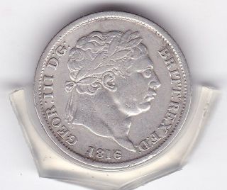 1816 King George Iii Sterling Silver Shilling British Coin photo