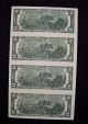 Uncut Sheet $2 Two Dollar Bills (x4) U.  S Uncut Currency Uncirculated 2009 Pm267 Small Size Notes photo 1