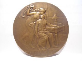 Splendid Art Nouveau Medal By Lenoir - Poetry - Alfred De Musset - Music photo