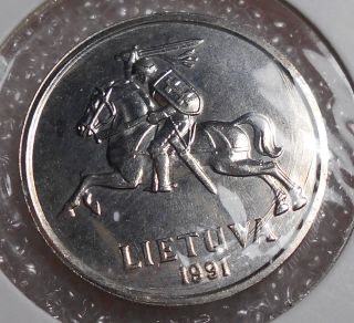 Lithuania 5 Litai Copper - Nickel Coin 1991 Circulated photo