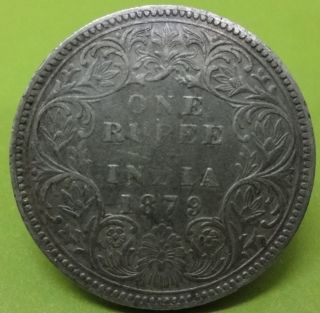 Silver Coin 1879 1 Dot British India Queen Victoria One Rupee Rare Coin photo
