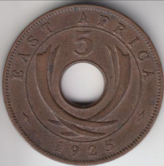 1925 British East Africa 5 Cents,  Km - 18 photo
