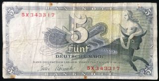 Germany Bank Deutscher Lander 5 Deutsche Mark 1948 Note Scarce photo