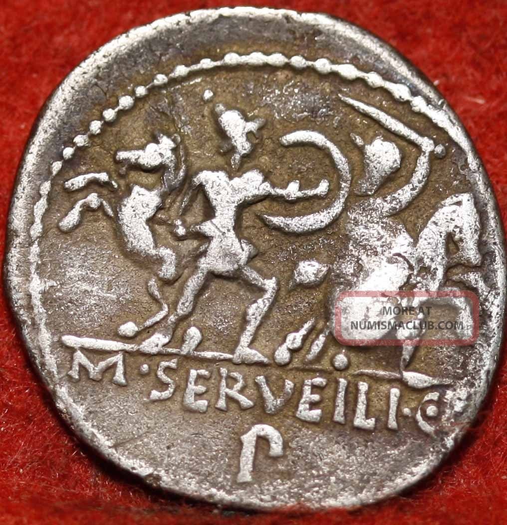 Ca 100 B.  C.  Roman Republic M.  Serveili 1 Denarius Silver Craw 317/1 21mm 3.  6g Coins: Ancient photo