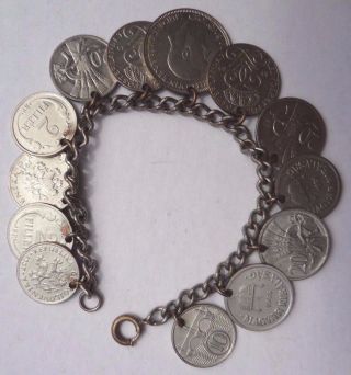 Vintage Coin Bracelet 1926 - 1939 Czech,  Hungary,  England,  Sweden photo