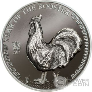 Rooster Hicarv Handmade Lunar Year Silver Coin 500 Togrog Mongolia 2017 photo