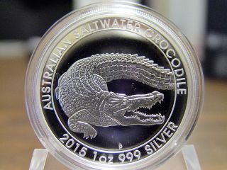 Australian Saltwater Crocodile 2015 1oz Silver Proof Coin photo