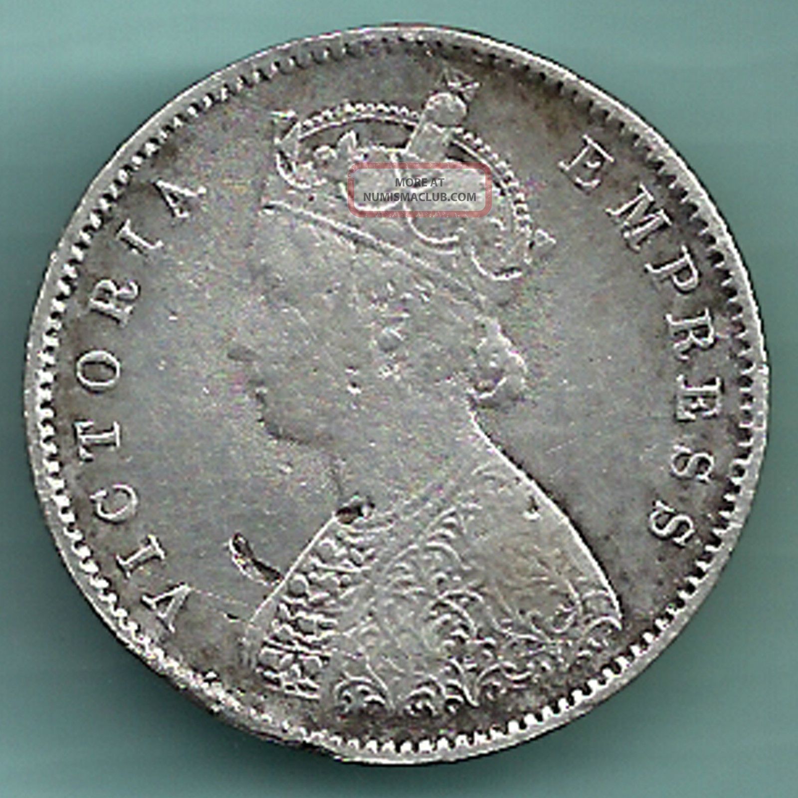 British India 1896 Victoria Empress Half Rupee Rarest Silver Coin