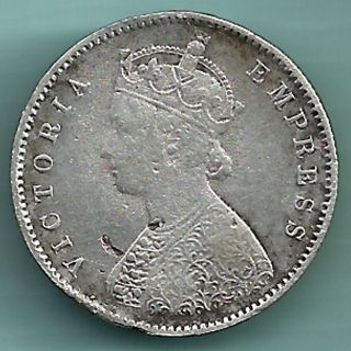 British India - 1896 - Victoria Empress - Half Rupee - Rarest Silver Coin photo