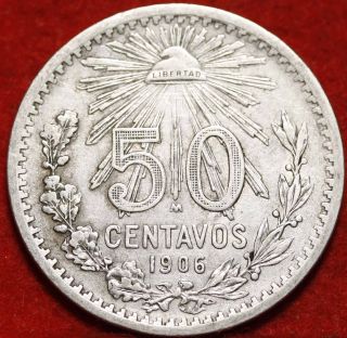 1906 Mexico 50 Centavos Silver Foreign Coin S/h photo