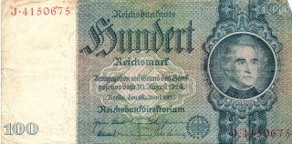 Xxx - Rare German 100 Reichsmark Third Reich Nazi Banknote 1935 Ok Con photo