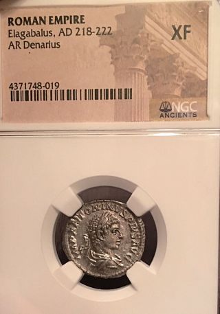 Elagabalus Ancient Roman Silver Denarius Liberalitas Ngc Certified Xf 2.  2g 221ad photo