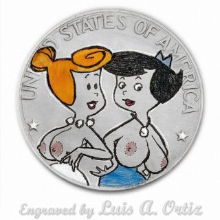 Bosom Buddies S865 Ike Hobo Nickel Engraved & Colored Pinup By Luis A Ortiz photo