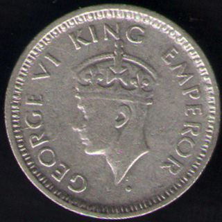 British India - 1943 - George Vi 1/4 Rupee Silver Coin Ex - Rare photo