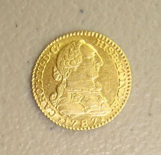 1787m Dv Charles Iii,  Spain Gold Escudo Choice Au photo