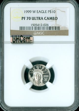 1999 - W Platinum $10 Eagle Ngc Mac Uhcam Finest Registry Spotless photo