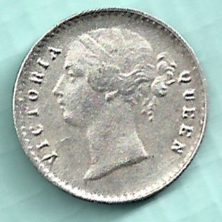 British India - 1841 - Victoria Queen - Two Annas - Rare Silver Coin photo