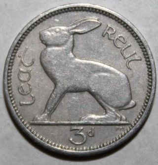 Irish 3 Pingin / ½ Reul Coin,  1953 - Km 12a - Ireland - Rabbit Hare Three Half photo