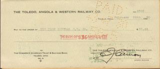 Toledo Angola & Western Railway Pay York Central Rail Road Bank Check 1930 photo